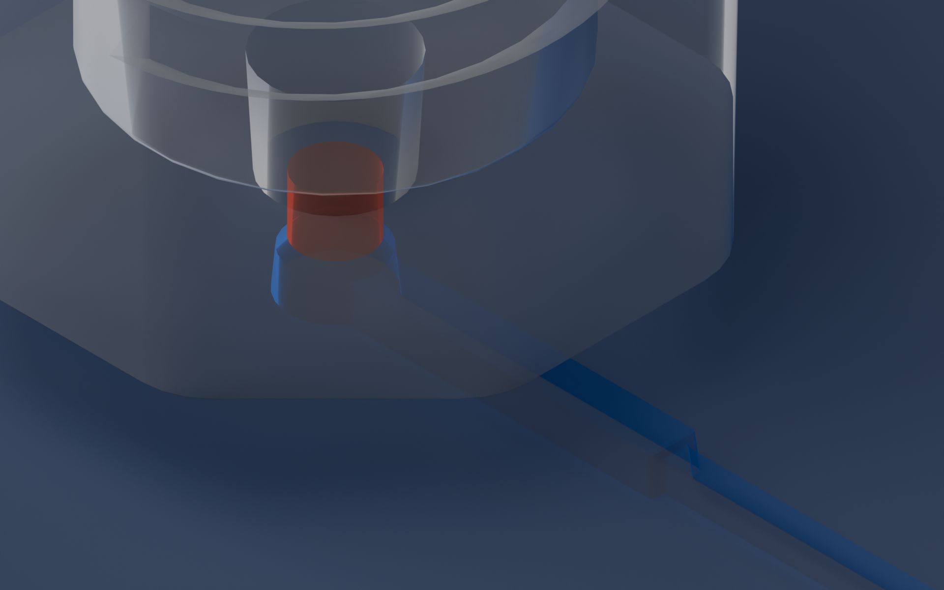 Zoom-in of the machined microfeature near a 1/4-28 port.