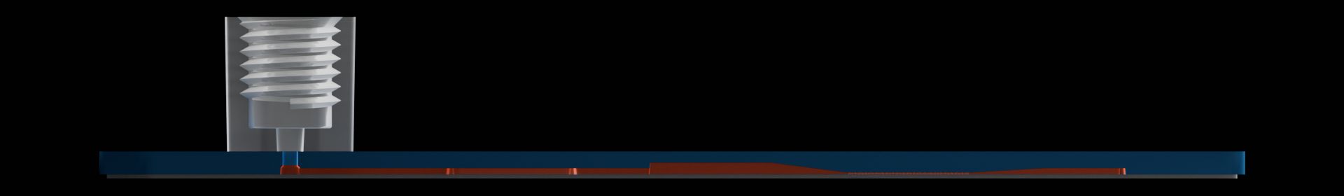 Side cross-section of the reference device with all molded microfeatures highlighted.