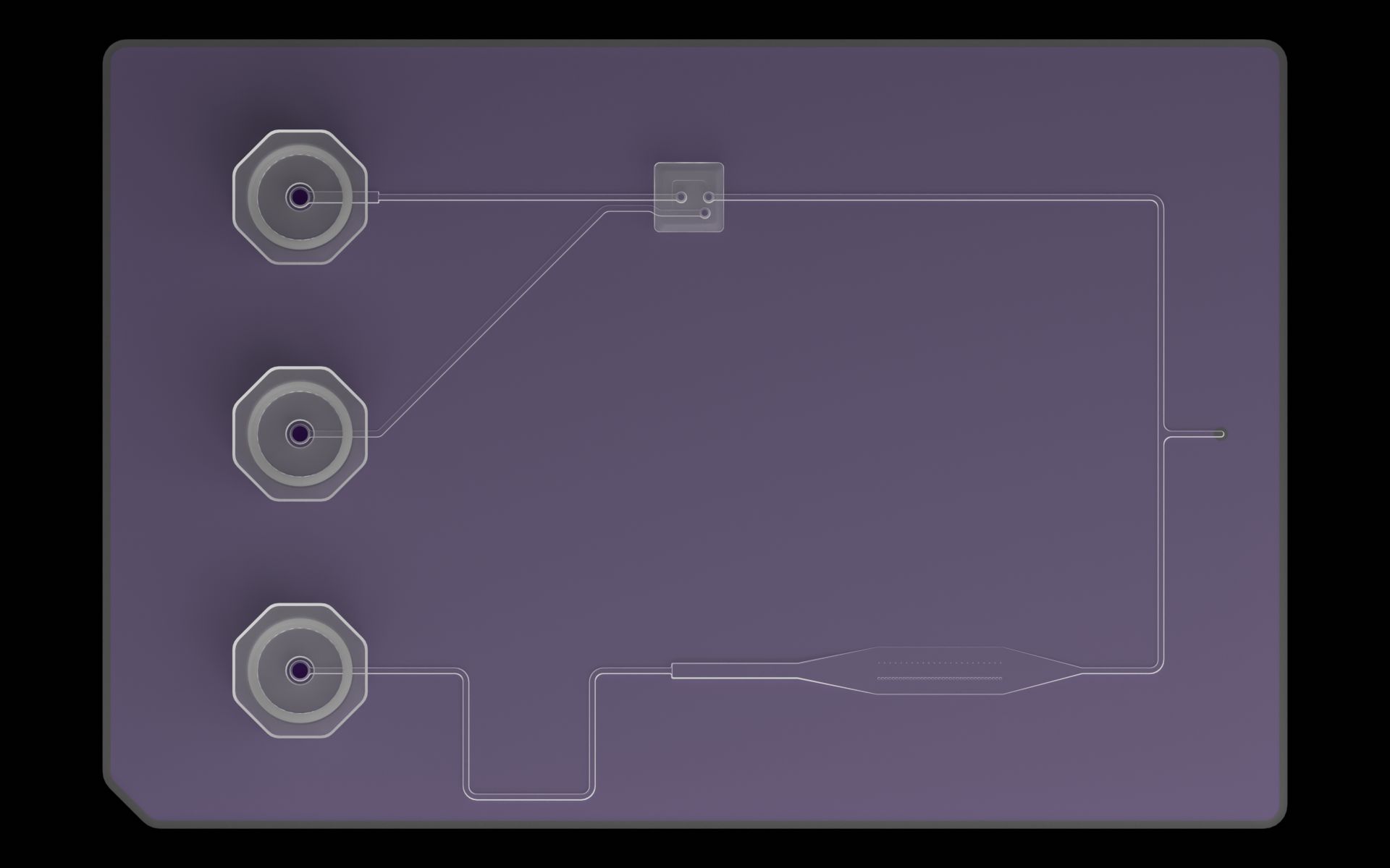 Top view of the reference device with the through hole in the cap highlighted.