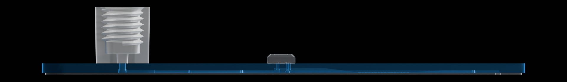 Side view of the reference device with the fluidic layer highlighted.