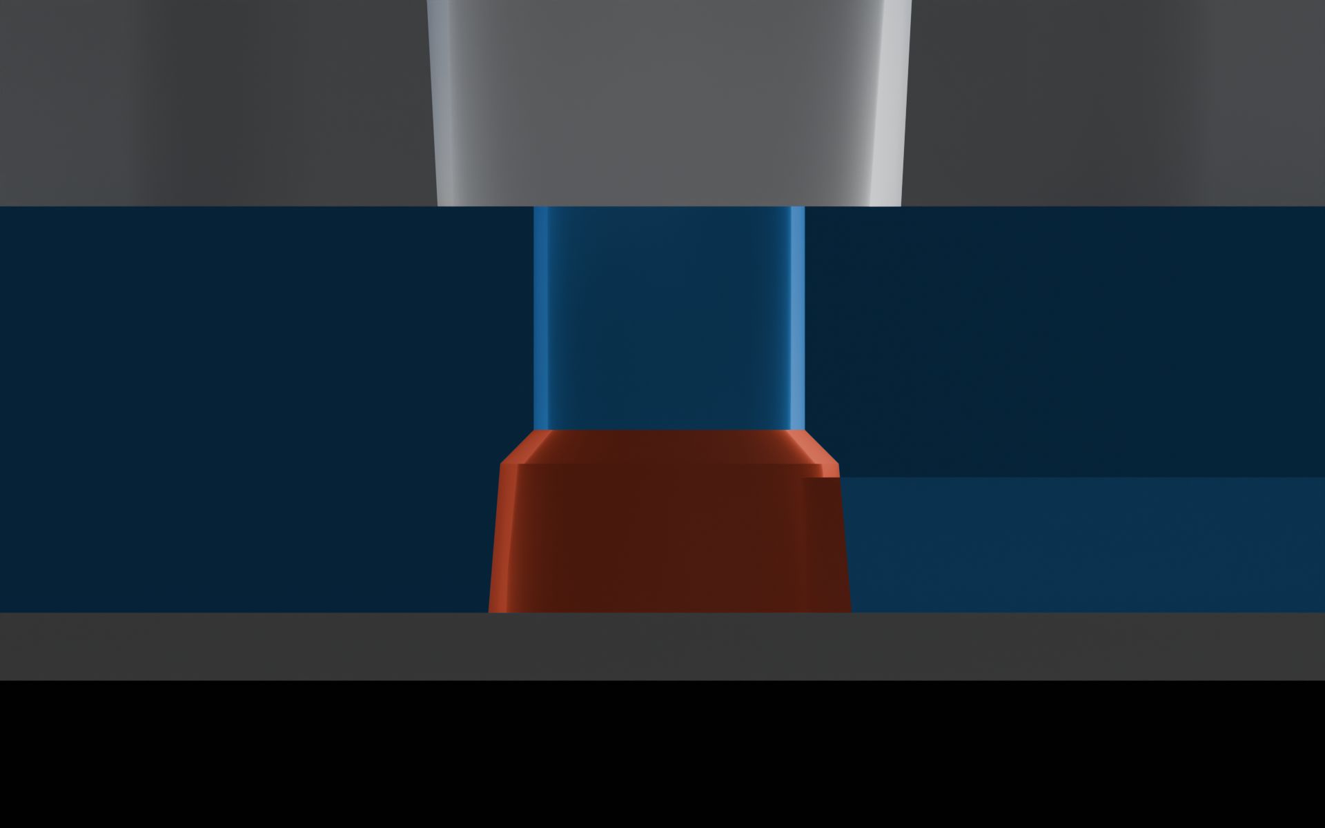 Close-up of the via’s molded portion under a 1/4-28 port. The walls of the molded portion have an inward draft of 5°.