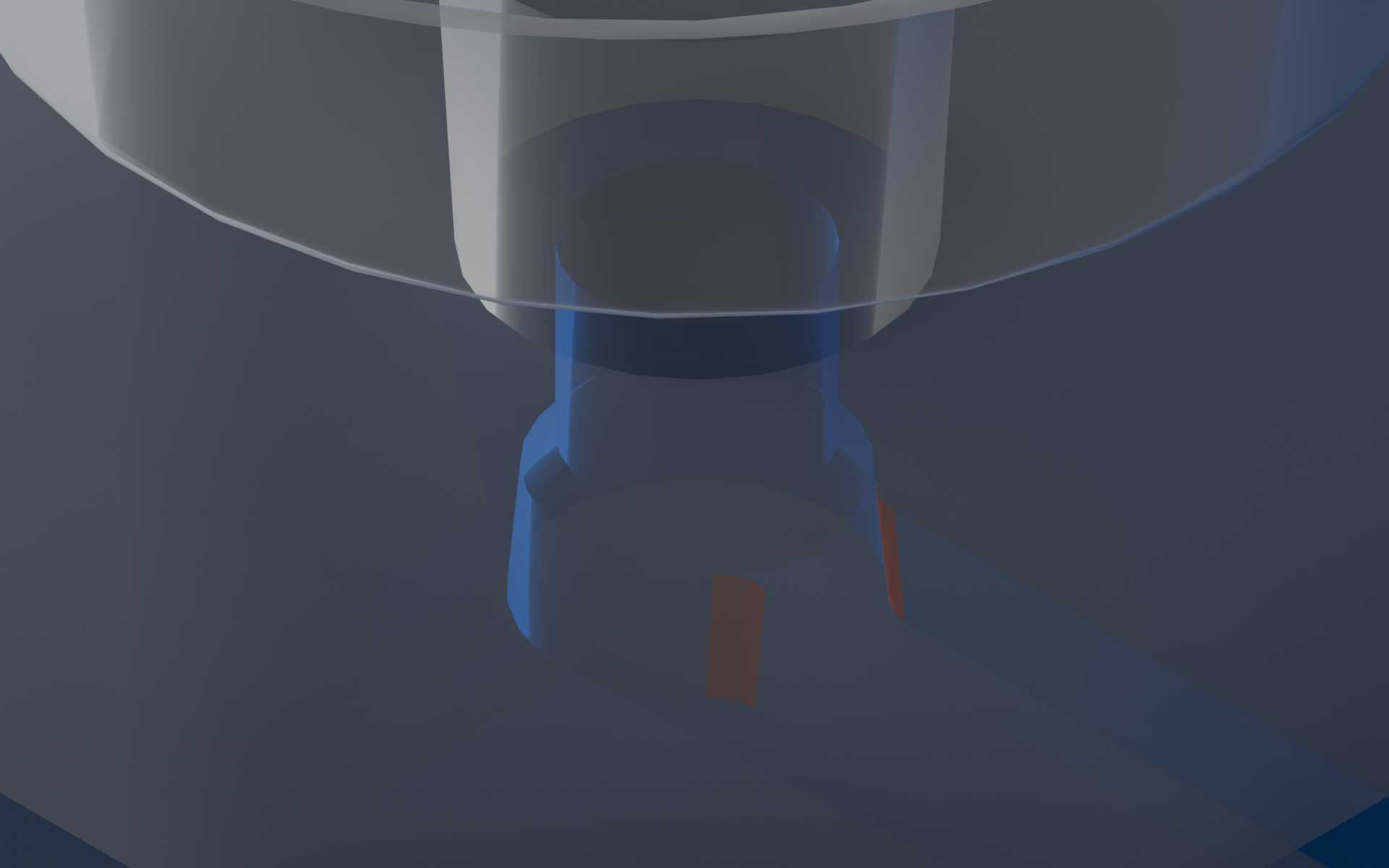 Close-up of the via’s corner radii under a 1/4-28 port.